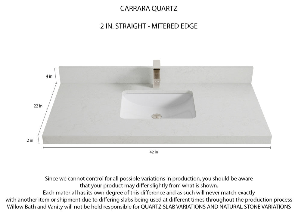 Malibu Mango 42 Single Sink Bath Vanity in White Washed 2" Carrara Quartz