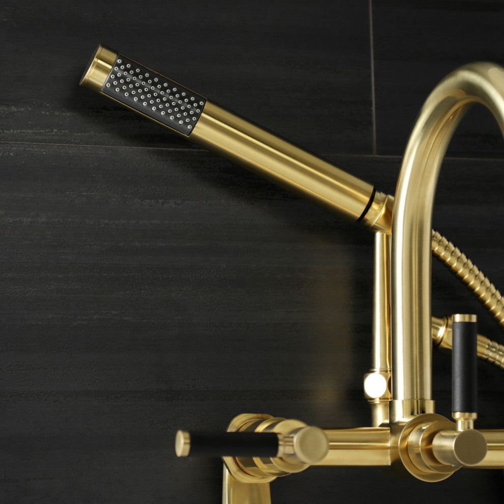 AE8157DKL 7" Adjustable Wall Mount Clawfoot Tub Faucet, Brushed Brass