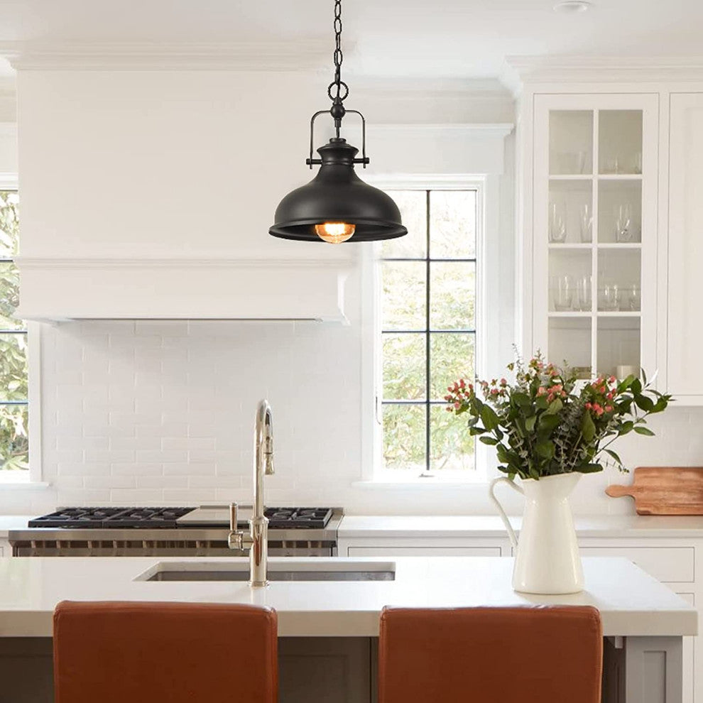 Industrial Black Pendant Light Farmhouse Dome Hanging Light Fixture