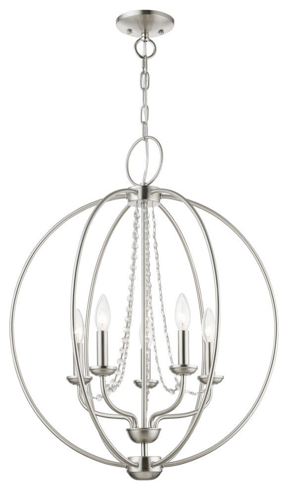 Arabella 5 Light Brushed Nickel Globe Chandelier