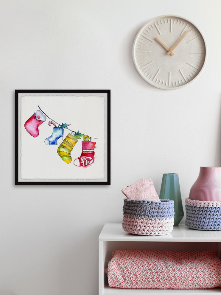 "Here Comes Santa" Framed Painting Print, 12x12