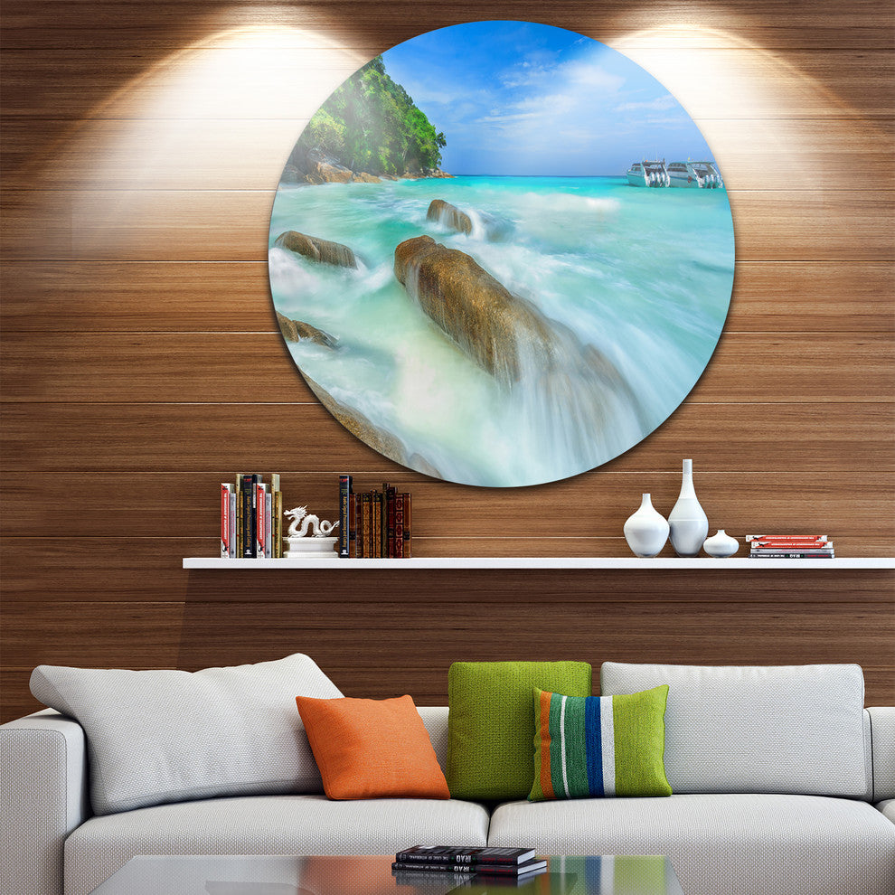 Tachai Island In Thailand Landscape, Photo Round Metal Wall Art, 38"