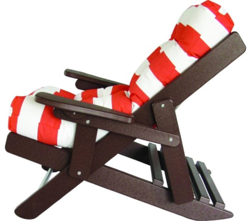 Folding and Reclining Siesta Chair, Poly Lumber, Tudor Brown, Cabana Flame