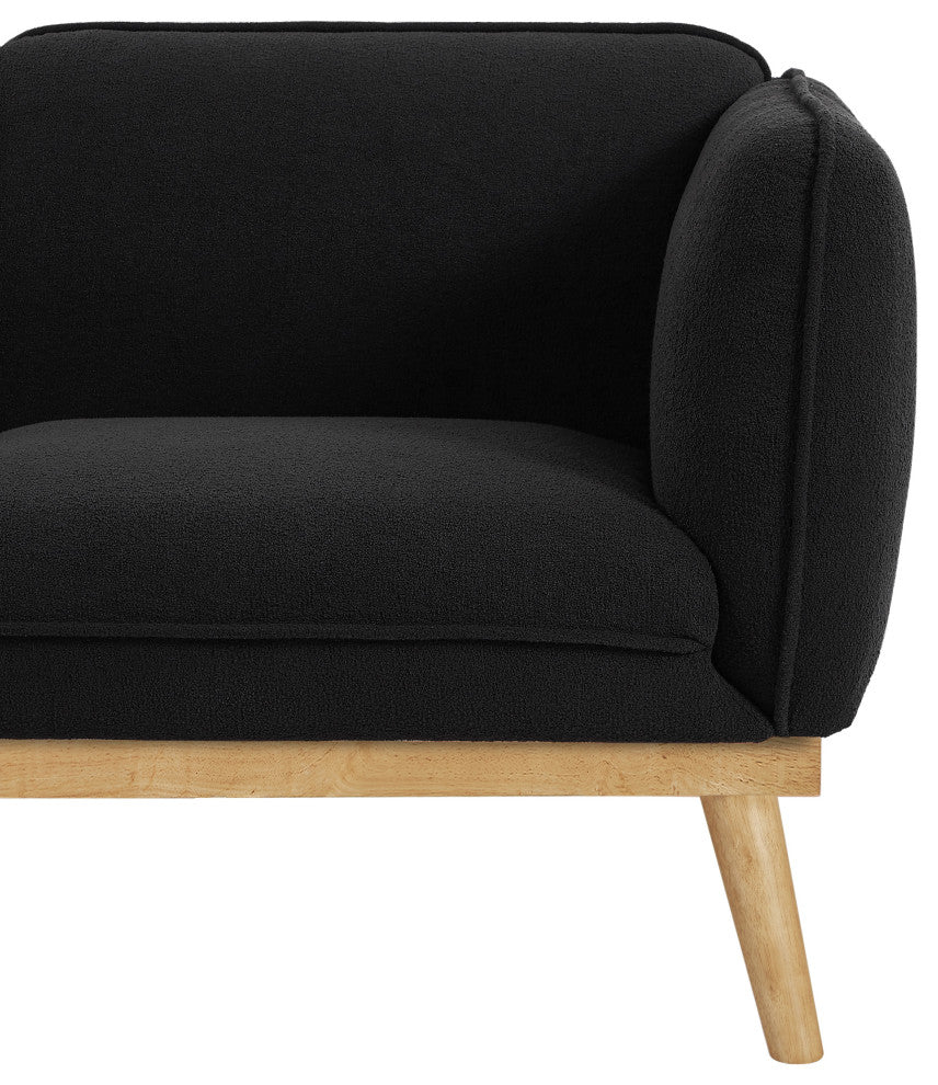 Nolita Boucle Fabric Upholstered Loveseat, Black