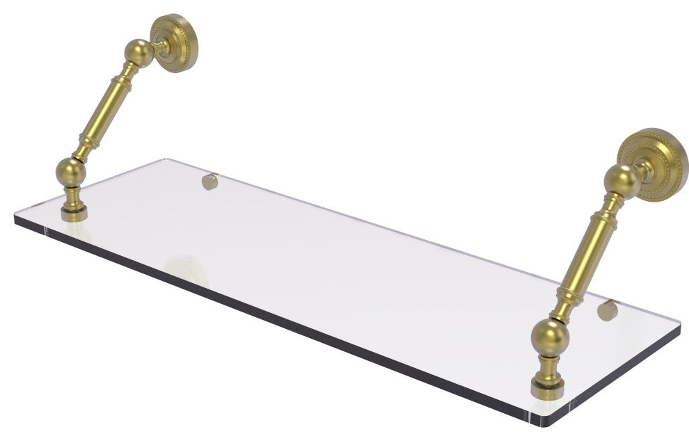 Dottingham 24" Floating Glass Shelf, Satin Brass