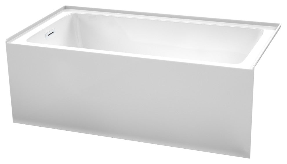 60x32" Alcove Bathtub, White, Left-Hand Drain, Overflow Trim, White