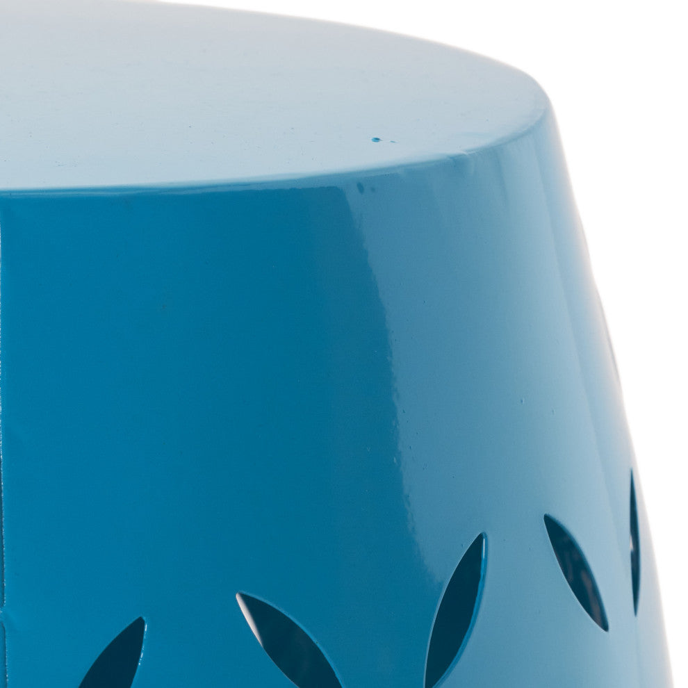 GDF Studio Lilly Outdoor 12" Iron Side Table, Blue