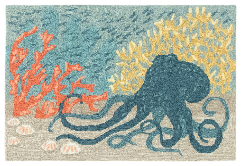 Frontporch Octopus Indoor/Outdoor Rug Ocean 2''x3''