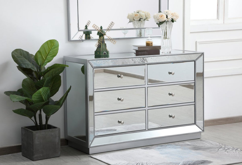Elegant MF53017S 48"Mirrored Cabinet, Antique Silver