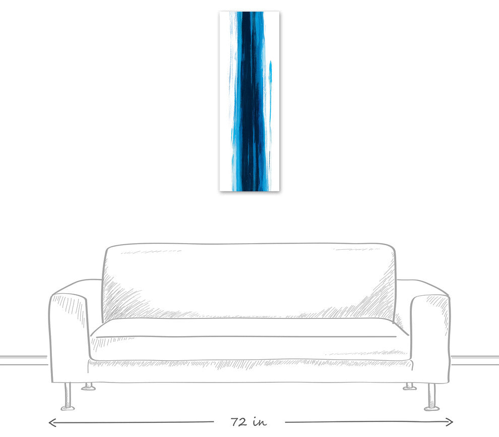 Blue Wash Abstract 12x36 Canvas Wall Art