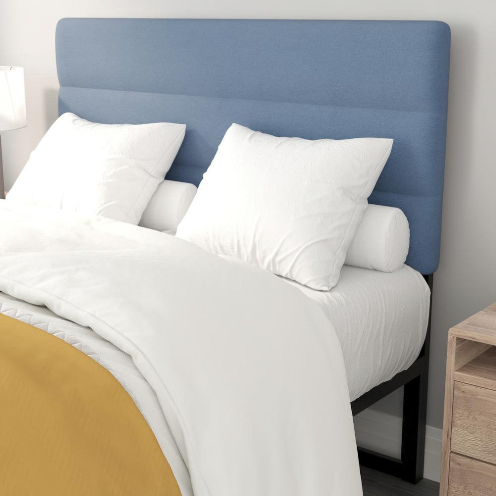 Paxton Stitched Upholstered Adjustable Height Headboard, Blue, Full