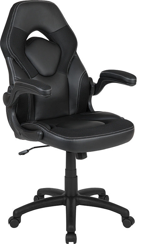 Gaming Chair Racing Office Ergonomic Computer PC Chair, Black Leather