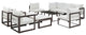 Modern Urban Contemporary Outdoor Patio Sectional Sofa Set, Brown White Fabric