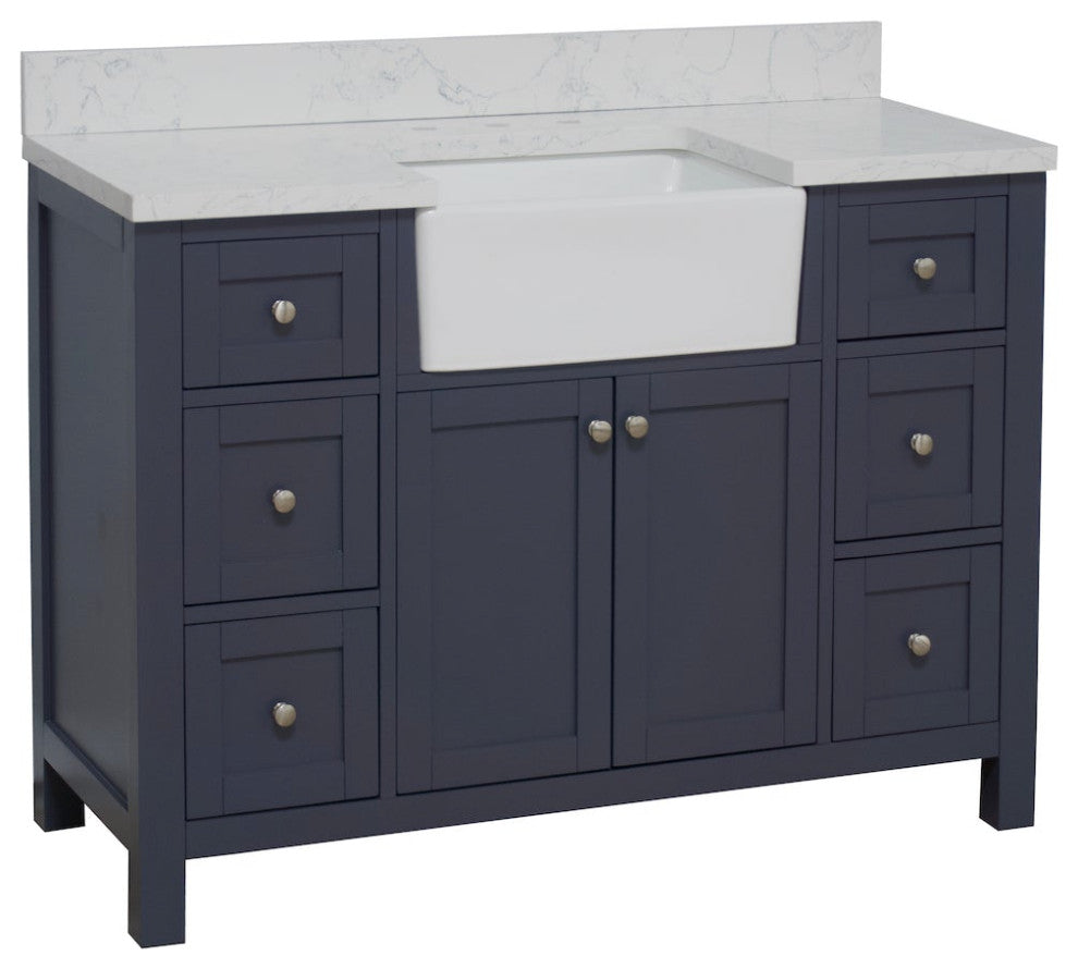 Yorkshire 48" Bathroom Vanity, Marine Gray, Engineered Marble