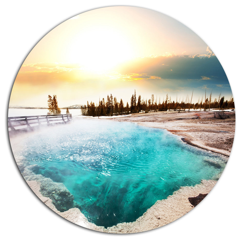 Crystal Clear Lake In Yellowstone, Landscape Disc Metal Wall Art, 11"