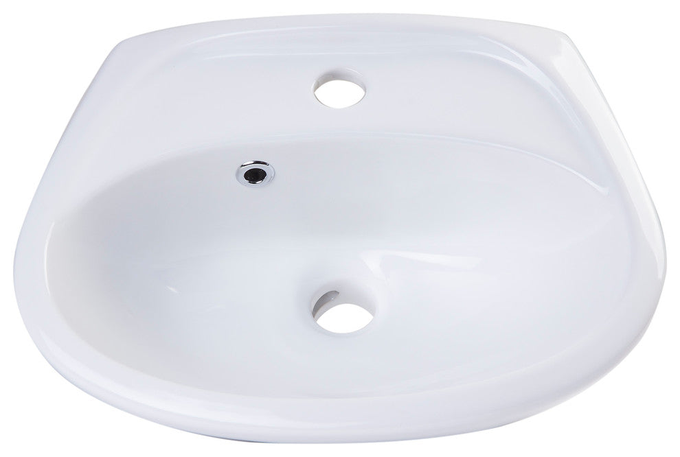 ALFI brand AB106 White Rounded Porcelain Wall Mount Bathroom Sink Basin