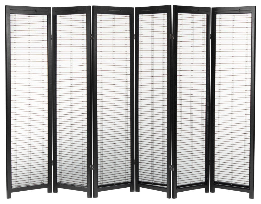 6' Tall Adjustable Shutter Room, Black, 6 Panel