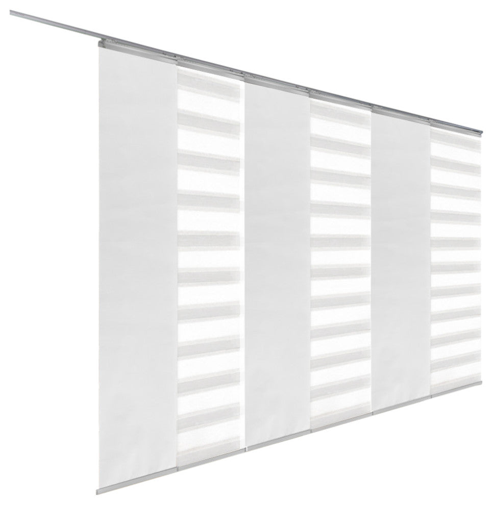 Blanched-Chauky White 6-Panel Track Extendable Vertical Blinds 94"Hx98-130"W