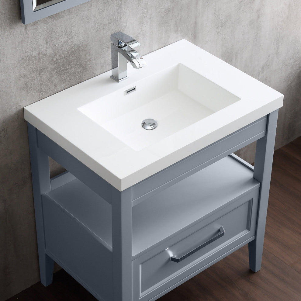 Dowell 22" FTB Resin Bathroom Vanity Basin, White, 32wx22dx6h