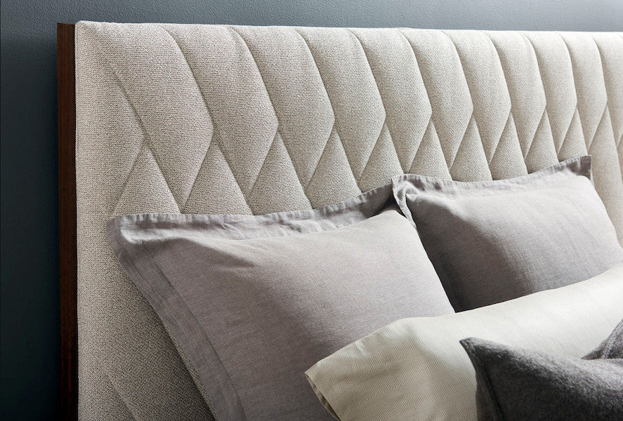Modern Streamline Diamond Quilited Upholstered Bed, Queen