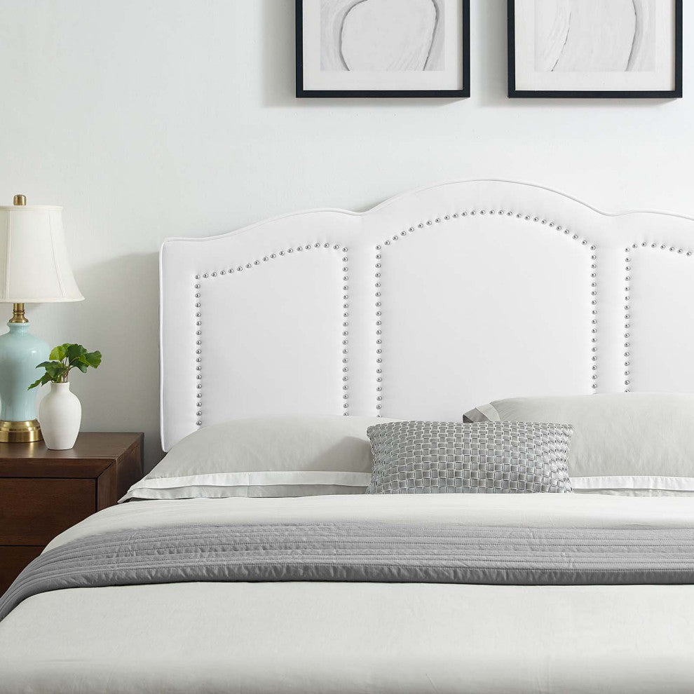 Headboard, King Size, Velvet, White, Modern Contemporary, Bedroom Master Suite