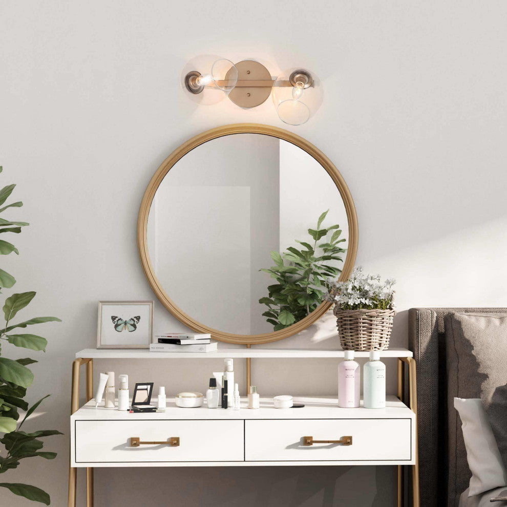 LALUZ 2-Light Gold with Glass Wine Cup Bathroom Vanity Lights