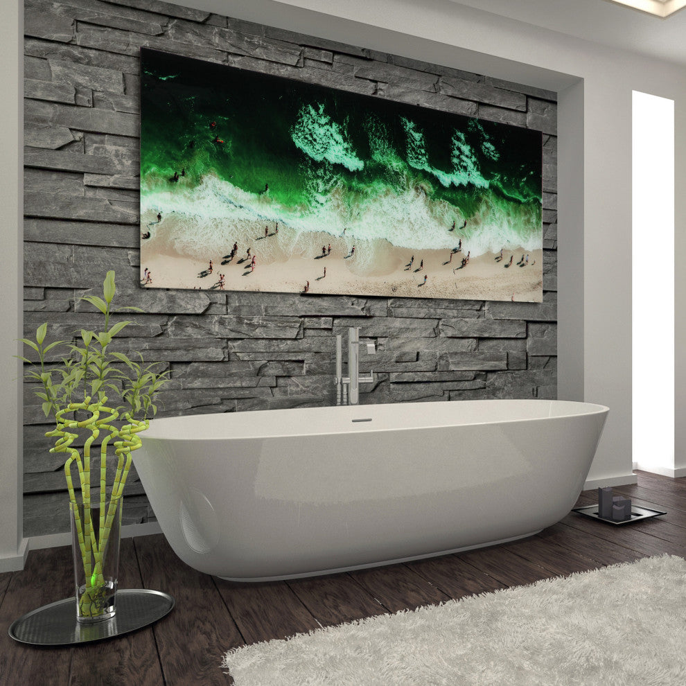 "High Tide" Beach Wall Art Frameless Free Floating Tempered Glass Print 24"x 63"