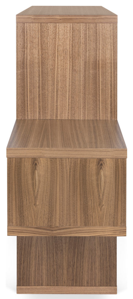 Contemporary Modular Display 2 Tone Shelves, Walnut Frame/Black Backs
