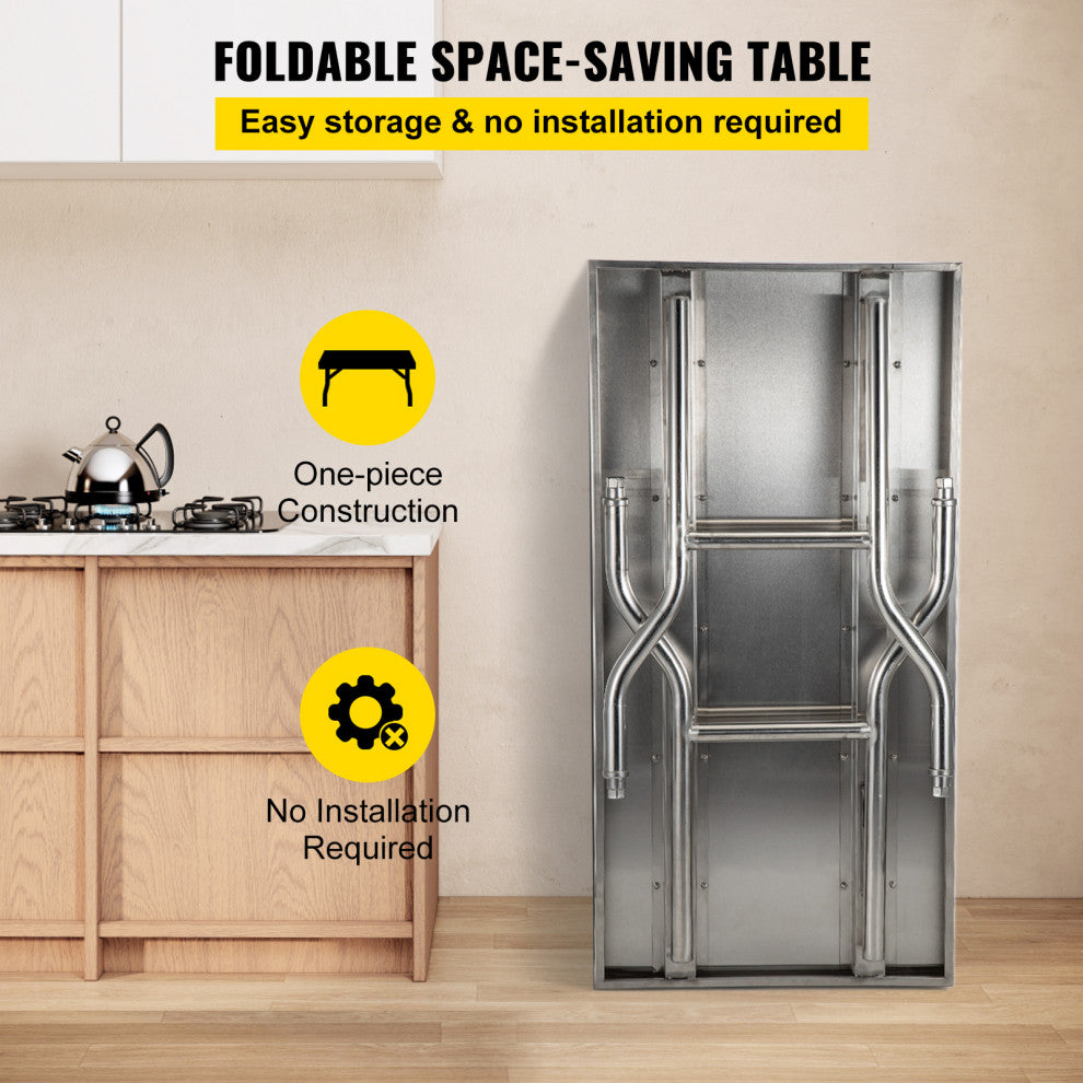 VEVOR Commercial Worktable Workstation Folding Commercial Prep Table 48 x 30 In