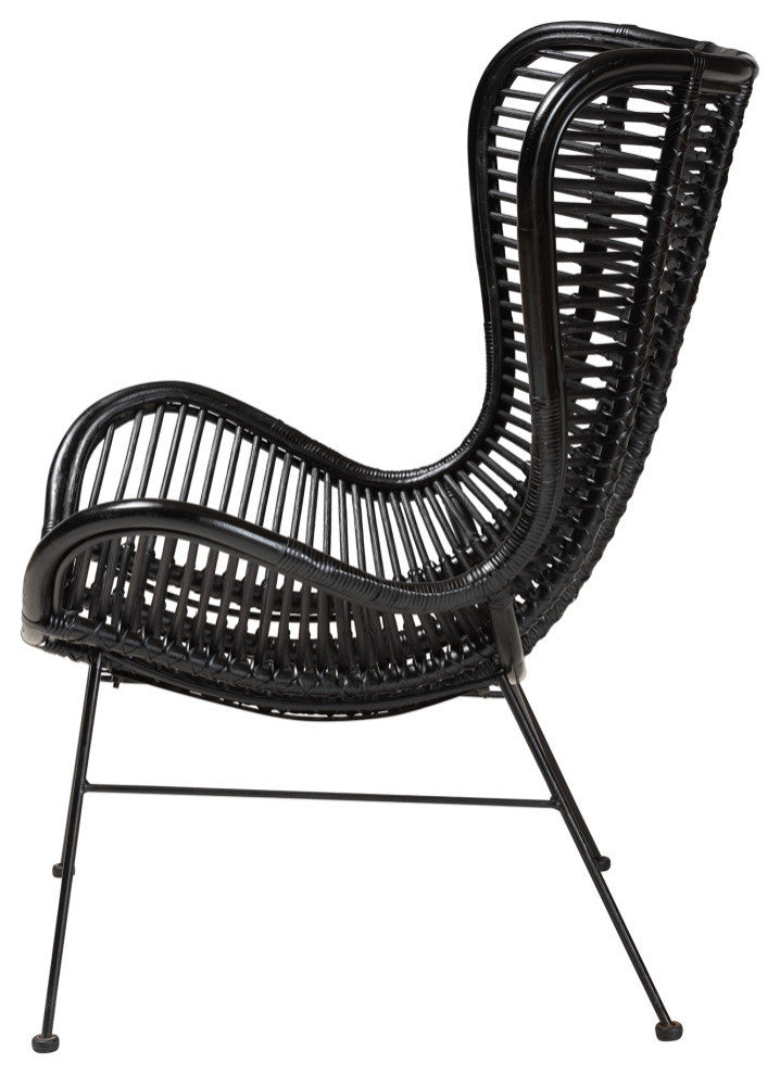 Alexa Rattan Accent Chair, Black