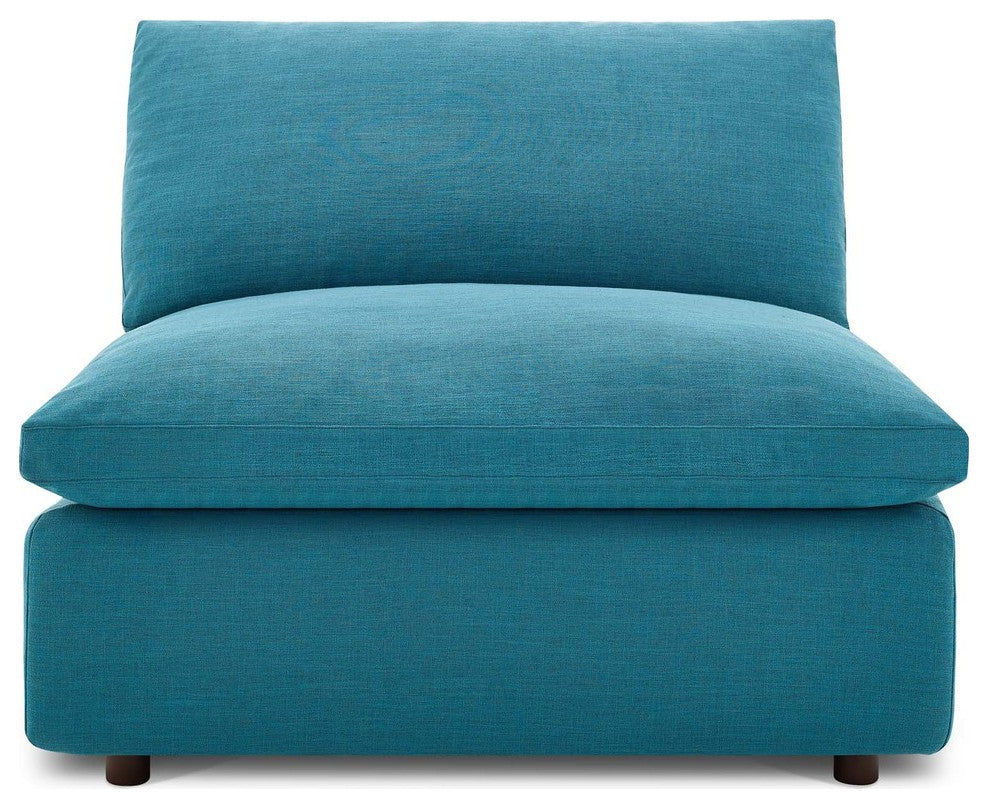 Commix Down Filled Overstuffed Armless Chair, Teal