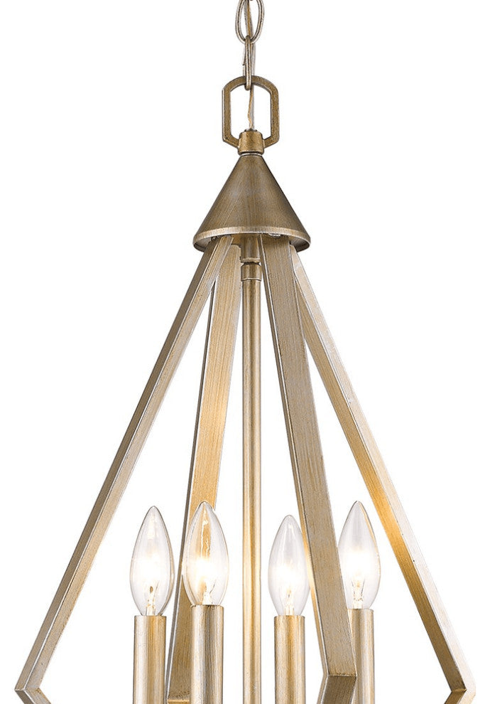 Easton 4-Light Washed Gold Pendant With Crystal Bobeches