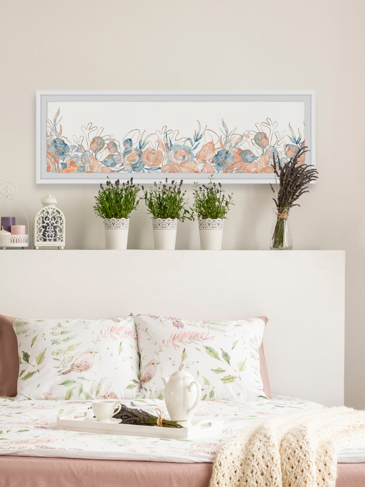 "Flowering Bushes" Framed Painting Print, 45x15