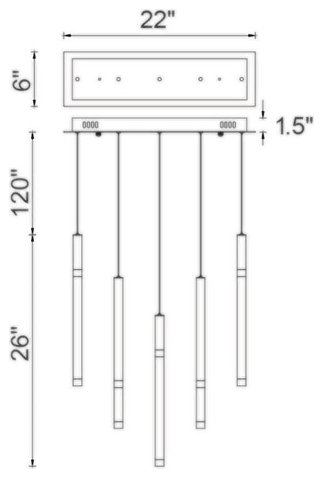 CWI Lighting Flute 5 Light Contemporary Metal LED Chandelier in Black