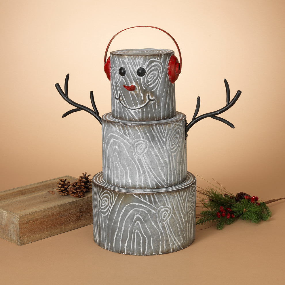 24" High Metal Snowman Figurine