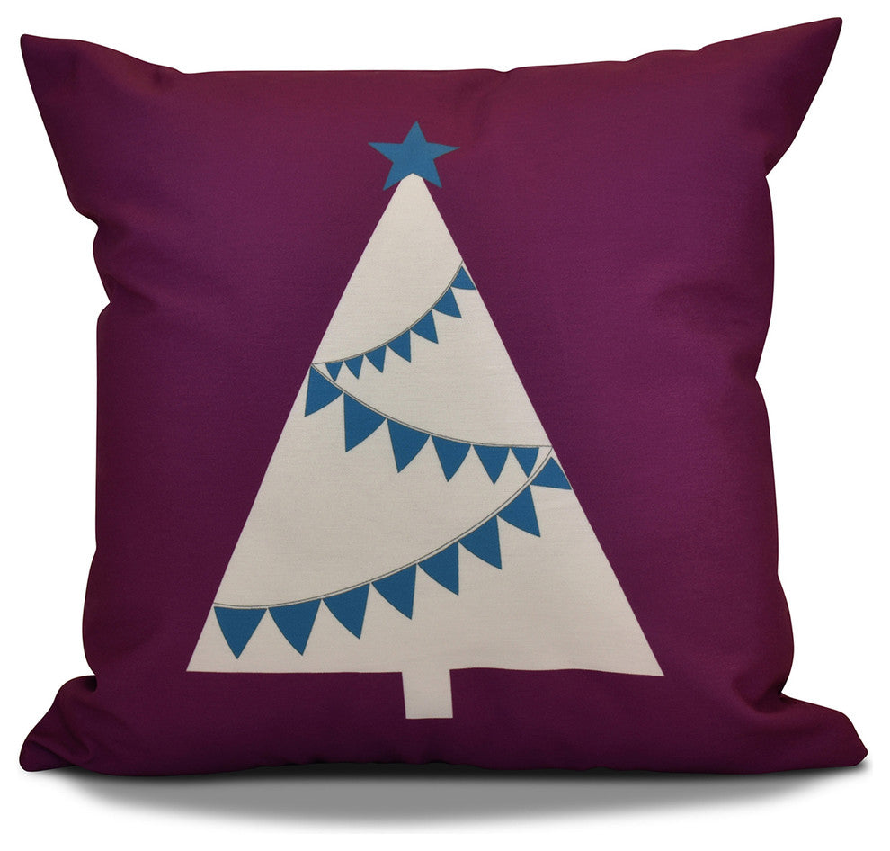 Garland Tree Pillow, Purple, 16"x16"