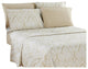 6 Piece: Luxury Paisley Printed Bed Sheet set, Twin 4 Piece, Ivory, King
