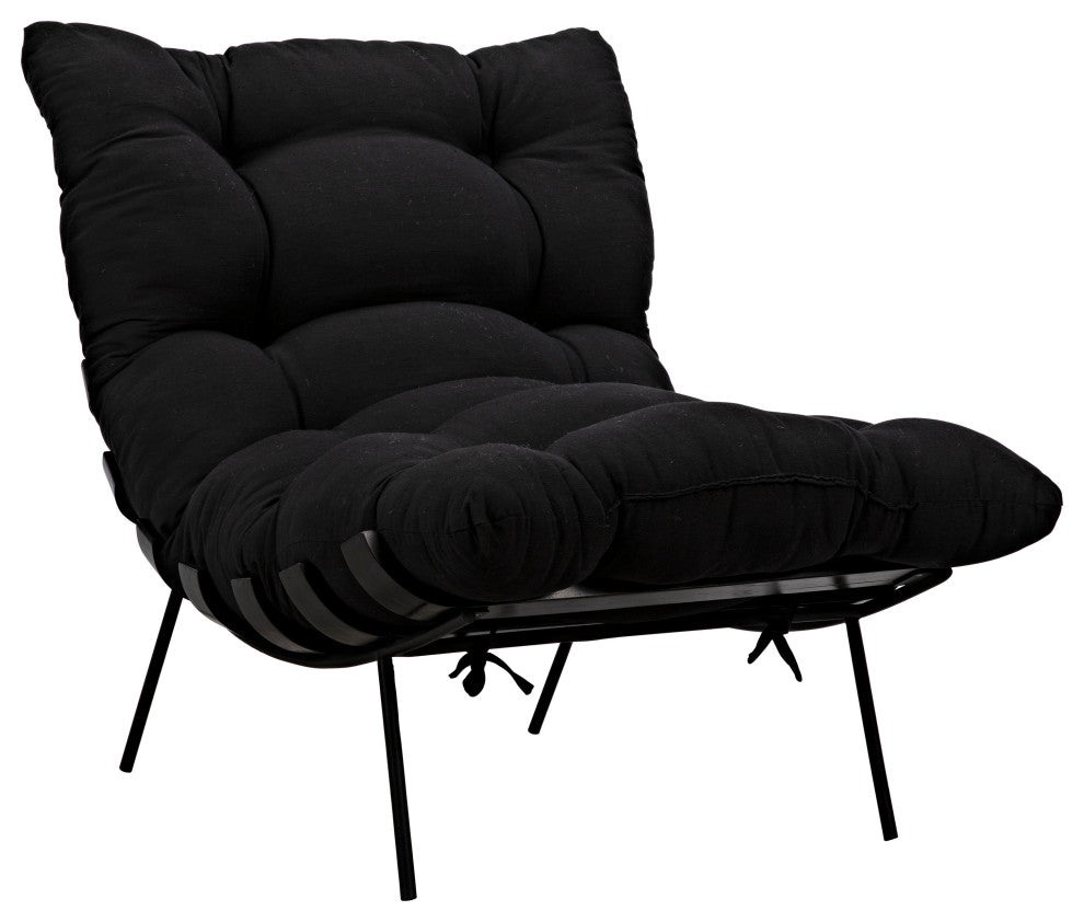 Hanzo Chair With Steel Legs, Charcoal Black
