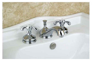 French Country Two Handle 8" to 16" Widespread Lavatory Faucet With Brass Pop-up