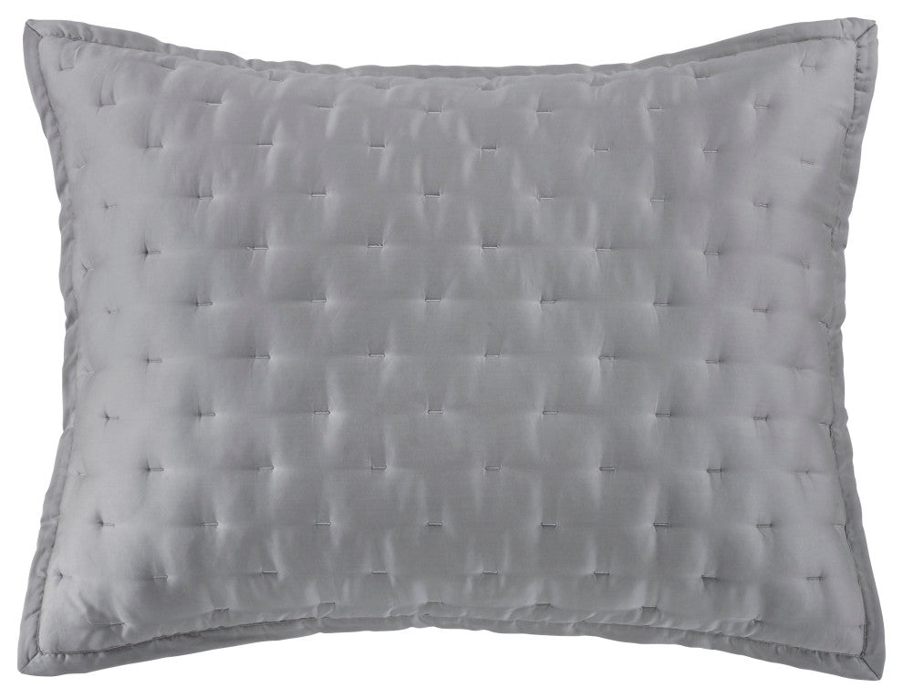 Lyocell Quilt Pillow Sham Set, 2 Piece, Gray, King