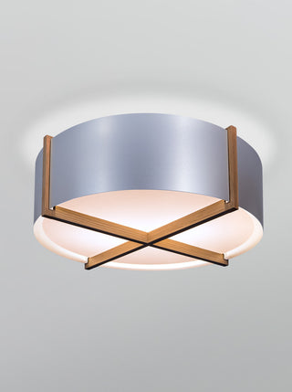 Plura 24 Flushmount, Walnut, Brushed Aluminum, Gu-24 Socket