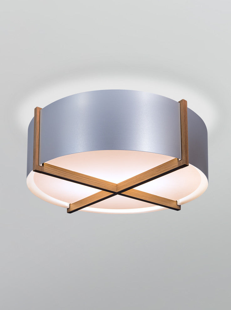 Plura 24 Flushmount, Walnut, Brushed Aluminum, Gu-24 Socket