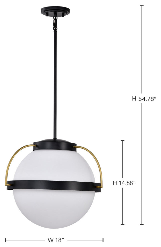 Lakeshore 1 Light Large Pendant, White Opal Glass