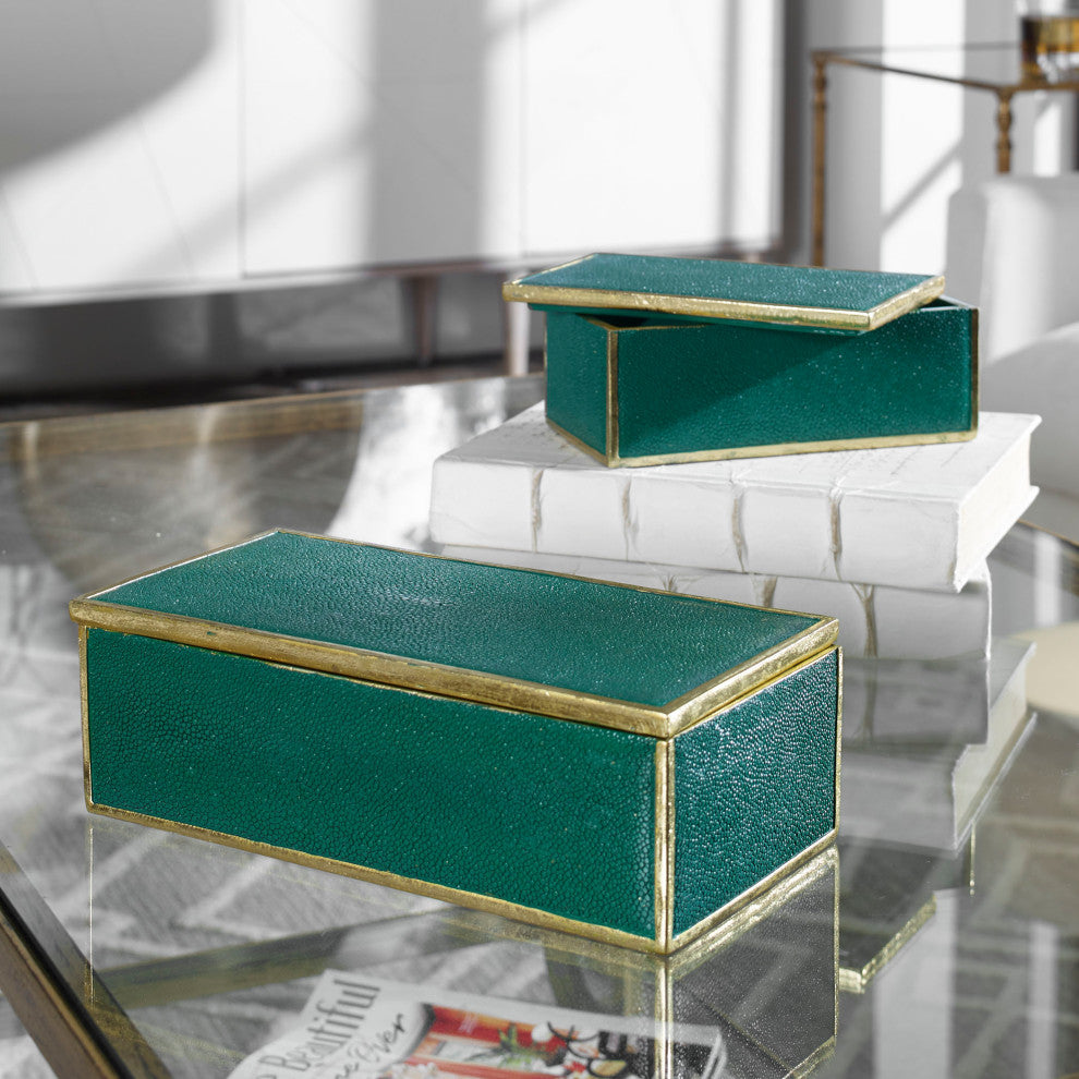 Uttermost Karis Emerald Green Boxes, Set of 2