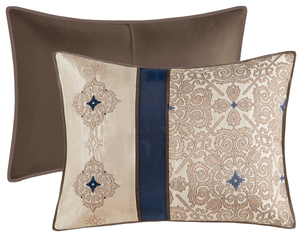 Madison Park Donovan Jacquard Medallion 7-Piece Comforter Set, Navy Blue, Queen