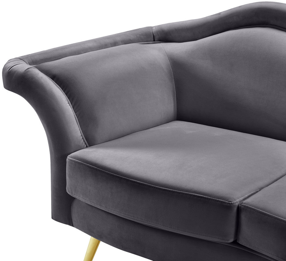 Lips Velvet Upholstered Sofa, Gray