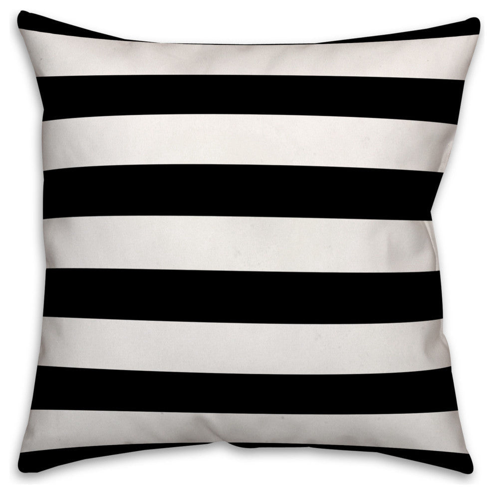 Black and White Stripes 16"x16" Outdoor Throw Pillow