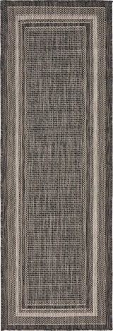 Unique Loom Black Soft Border Outdoor 2' 0 x 6' 0 Runner Rug