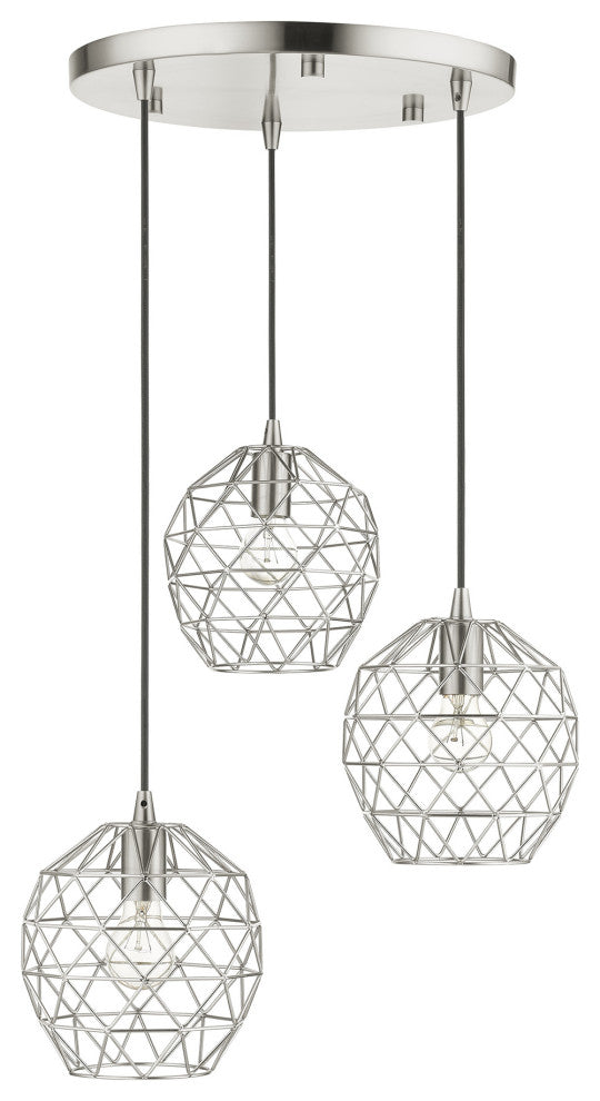 Brushed Nickel Geometric, Farmhouse, Industrial, Abstract, Rustic Pendant