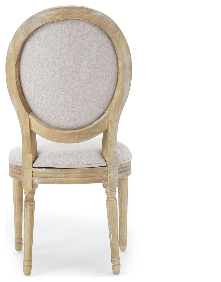 GDF Studio Phinnaeus French Country Fabric Dining Chairs (Set of 2), Griege/Natural